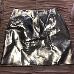 Silver metallic mini skirt